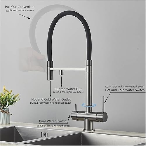 Miniatura 3 de Kitchen Faucet Water Filter - Rotating Purifier Tap for Clean Drinking Water, Stylish Mixer with Dual Outlet Design