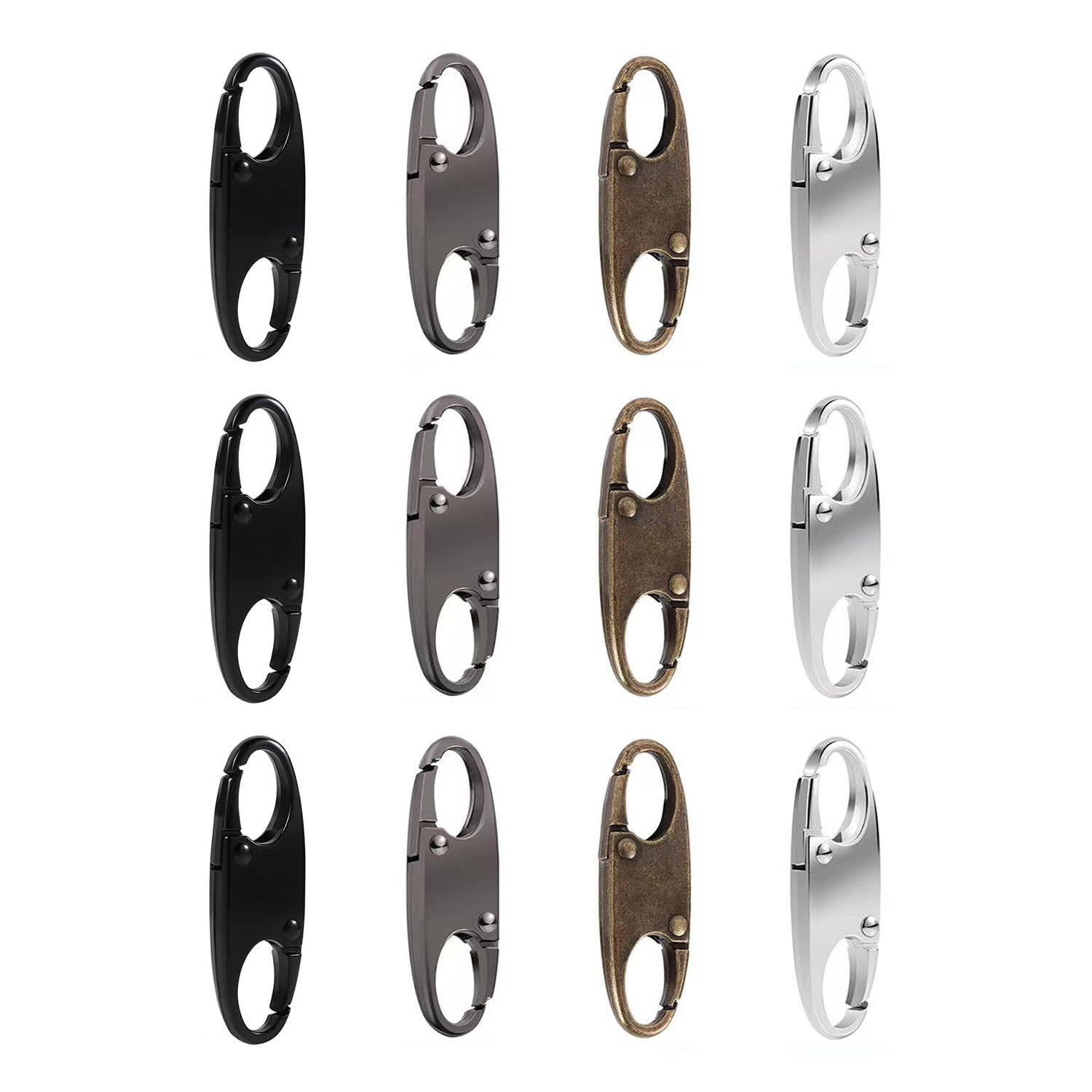 SYEYCW 12 Pcs Zipper Clips Anti Theft Deterrent, Double Opening Small Zipper Clips Anti Theft S Pull Locks, for Backpacks, Camping, Fishing, Traveling, Outdoor Sports