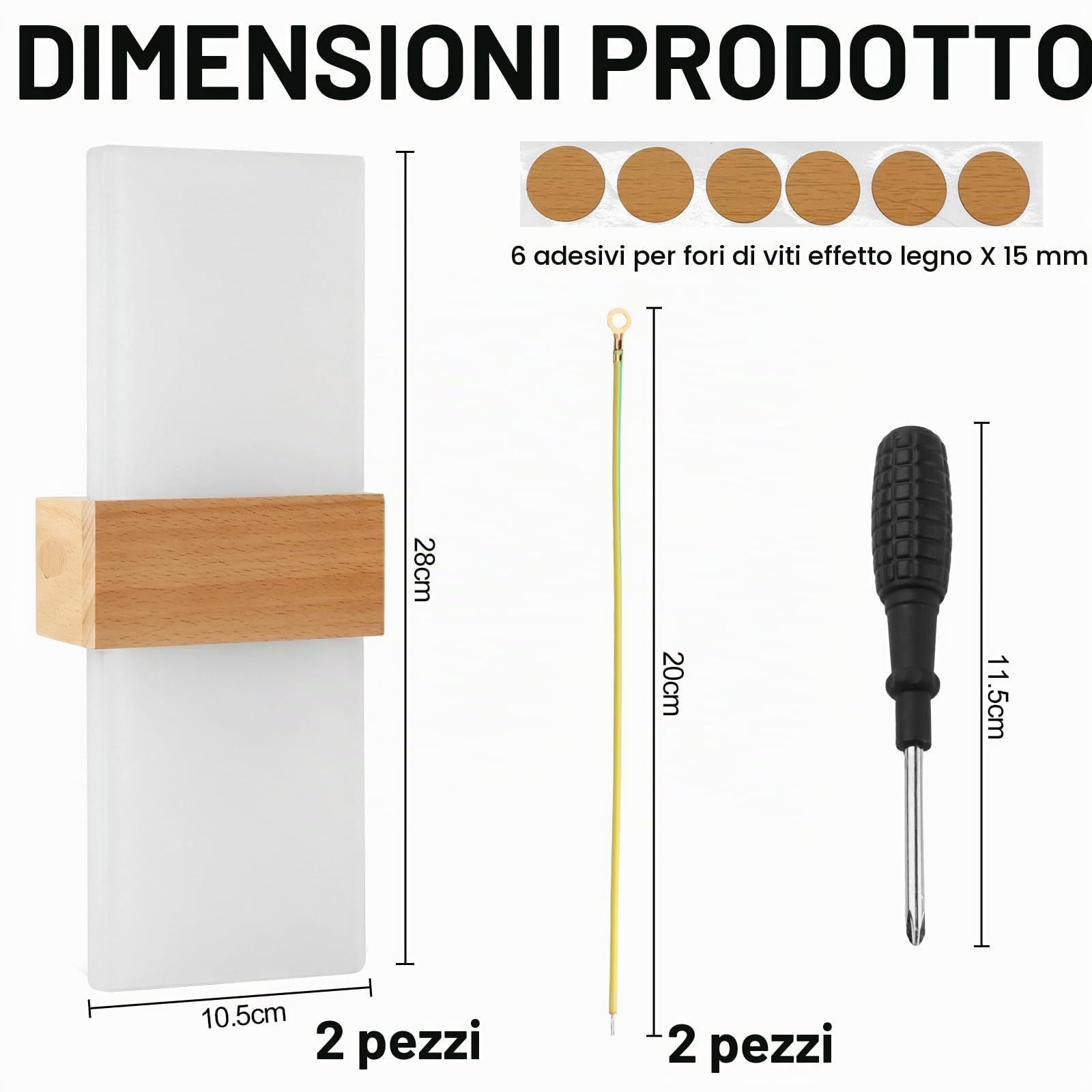 2 Applique da Parete LED per Interni 12W Luce Bianca Calda 3000K aus Acryl | guobinZH LED Moderno Lampada da Parete Up Down Illuminazione da Parete in Legno per Camera da Letto Corridoio Soggiorno Scala