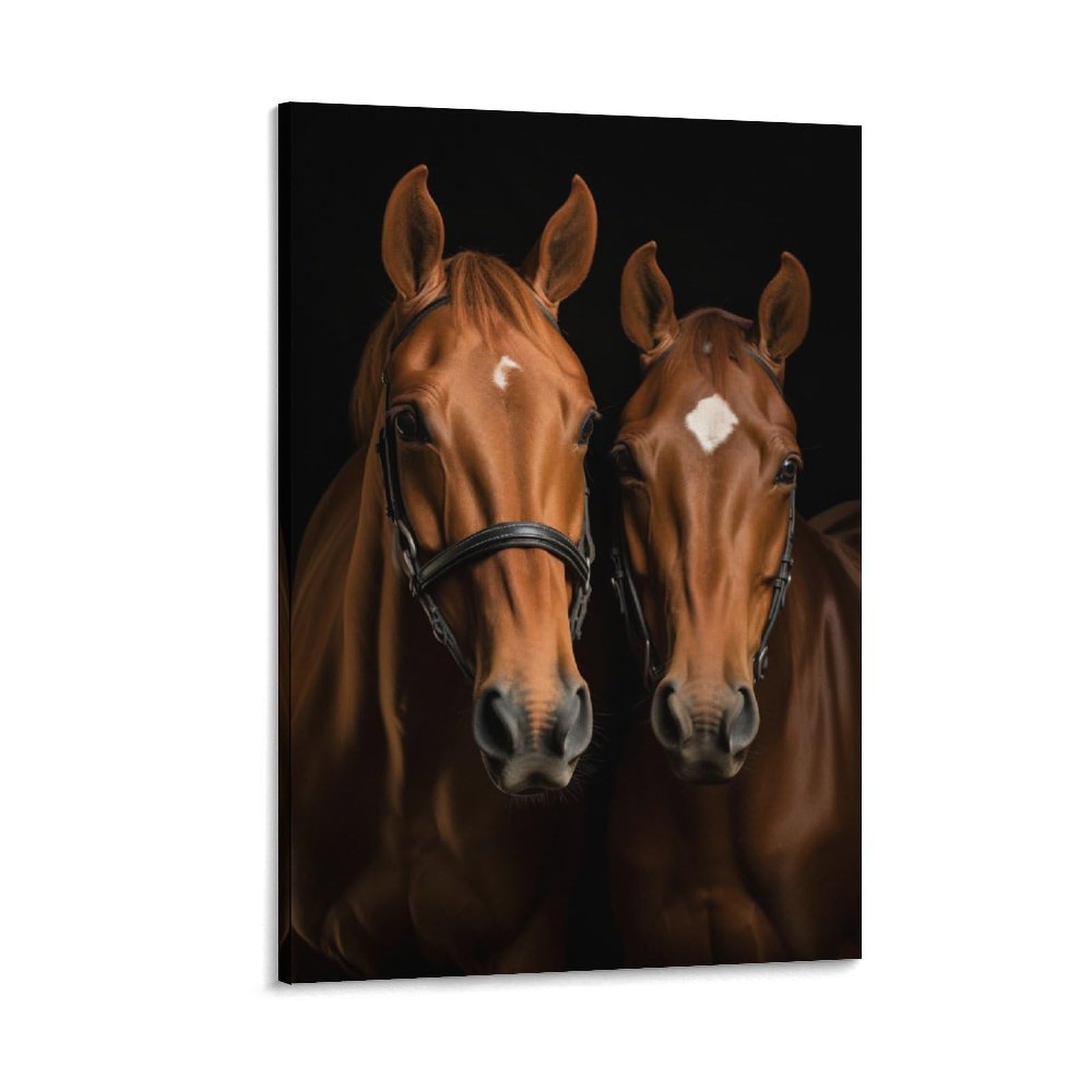 FOCCAR Brown Horse Printed Canvas Posters Modern Animal Vintage Style Wall Decor for Living Rooms Bedroom Wall Art