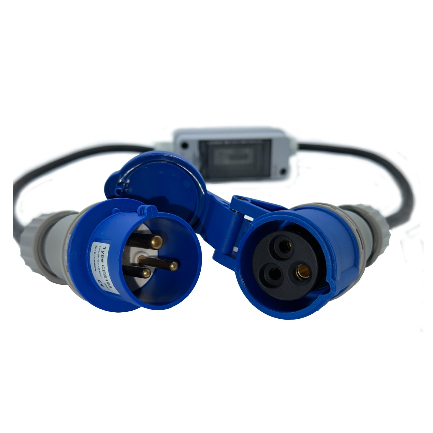 Contatore elettrico mobile Box 230 V [MID 24] con spina 16 A CEE e accoppiamento, contatore elettrico digitale, ideale per campeggio, cantieri e veicoli elettrici