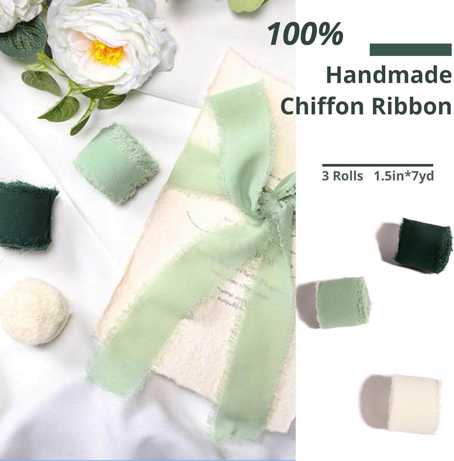 HTVRONT Chiffon Silk Ribbon 1.5