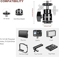 Vista 4 de Pinza de micrófono con cabeza de bola ajustable y tornillo de micrófono, compatible con micrófonos y accesorios de fotografía