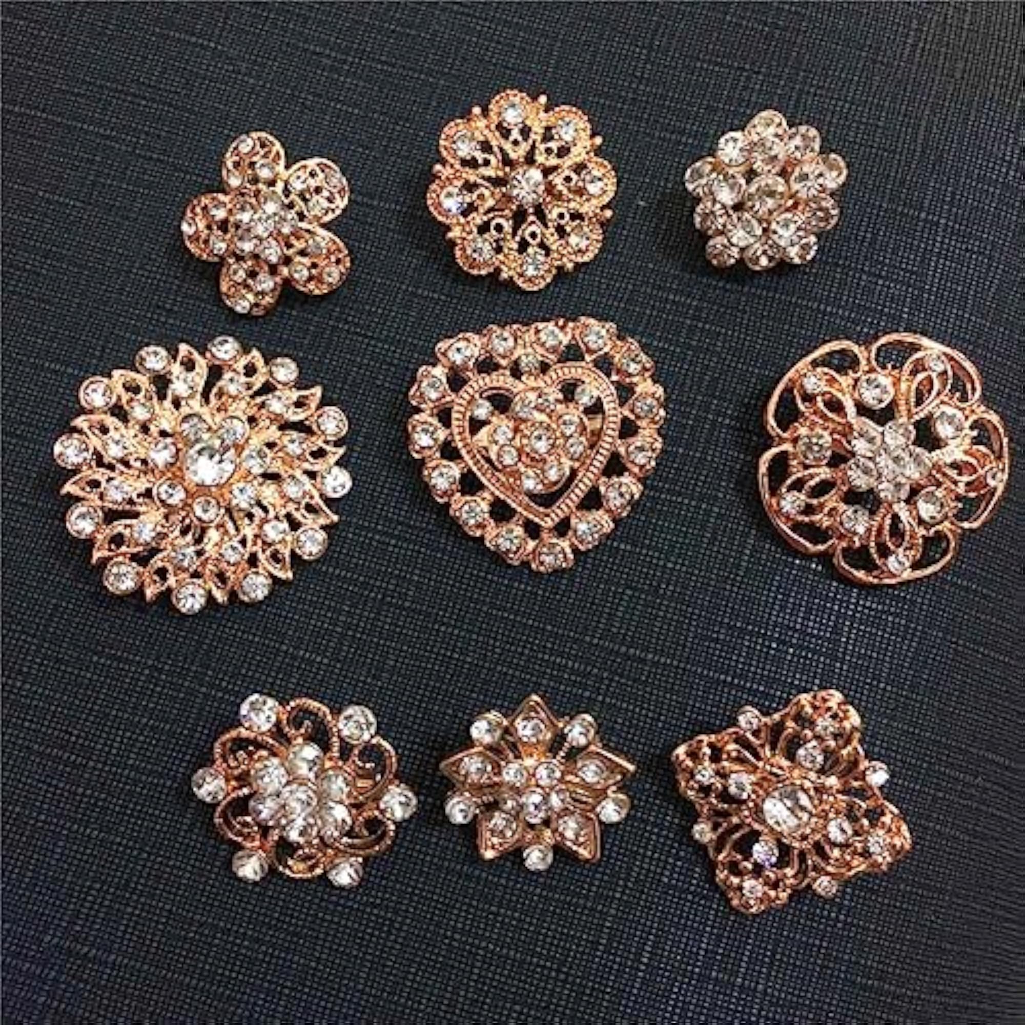 24pcs Rhinestone Crystal Flower Brooch Pin Set, Gift Set