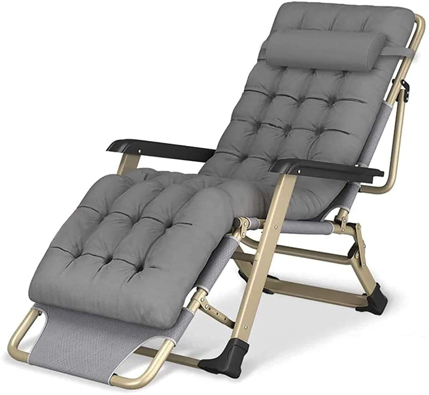 Chaise longue pliante zero gravity avec coussin coton amovible pour jardin et terrasse