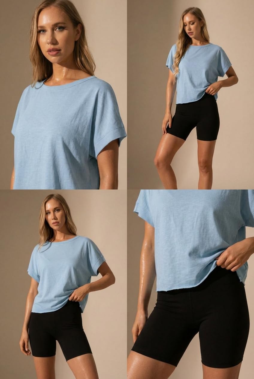 GRECERELLE Damska koszulka sportowa z krótkim rękawem, luźna, oddychająca koszulka Crop Top do tenisa, jogi, fitnessu, biegania, lekka górna część na siłownię i w czasie wolnym