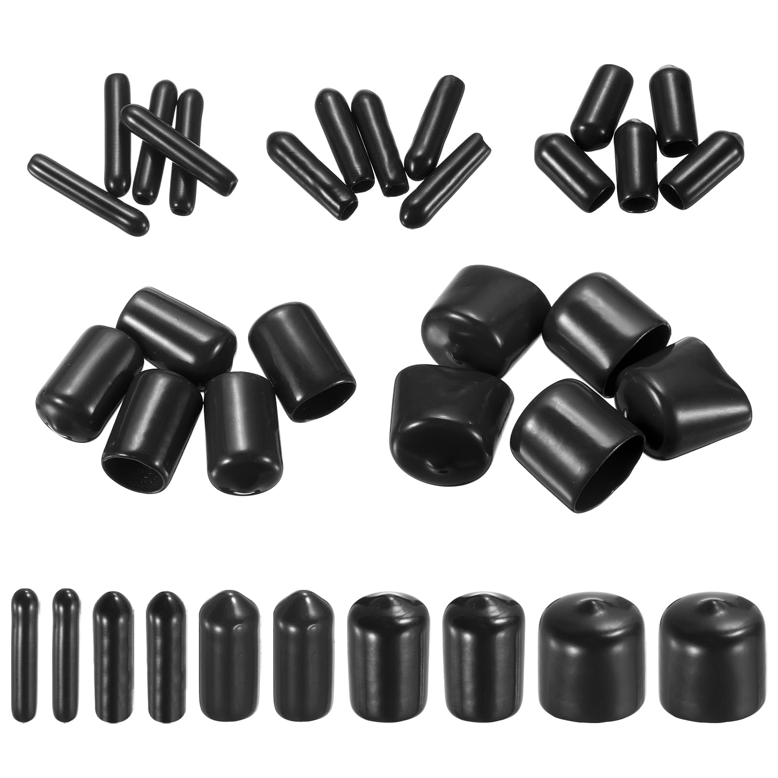 MECCANIXITY Round End Protective Caps 1/16" 1/8" 1/4" 1/2" 1" Black