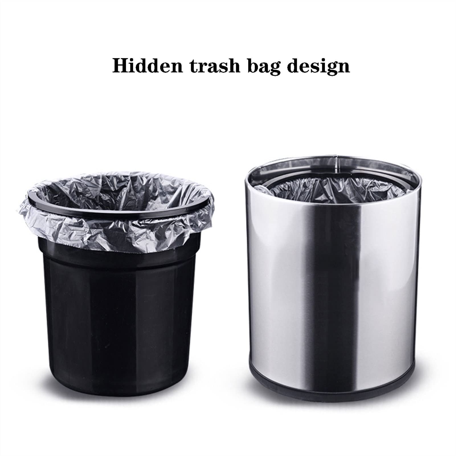 Papelera para el hogar Papelera automática Papelera de Acero Inoxidable con Sensor de Movimiento Papelera hogar Cocina Oficina 12L de Capacidad，Negro-12L