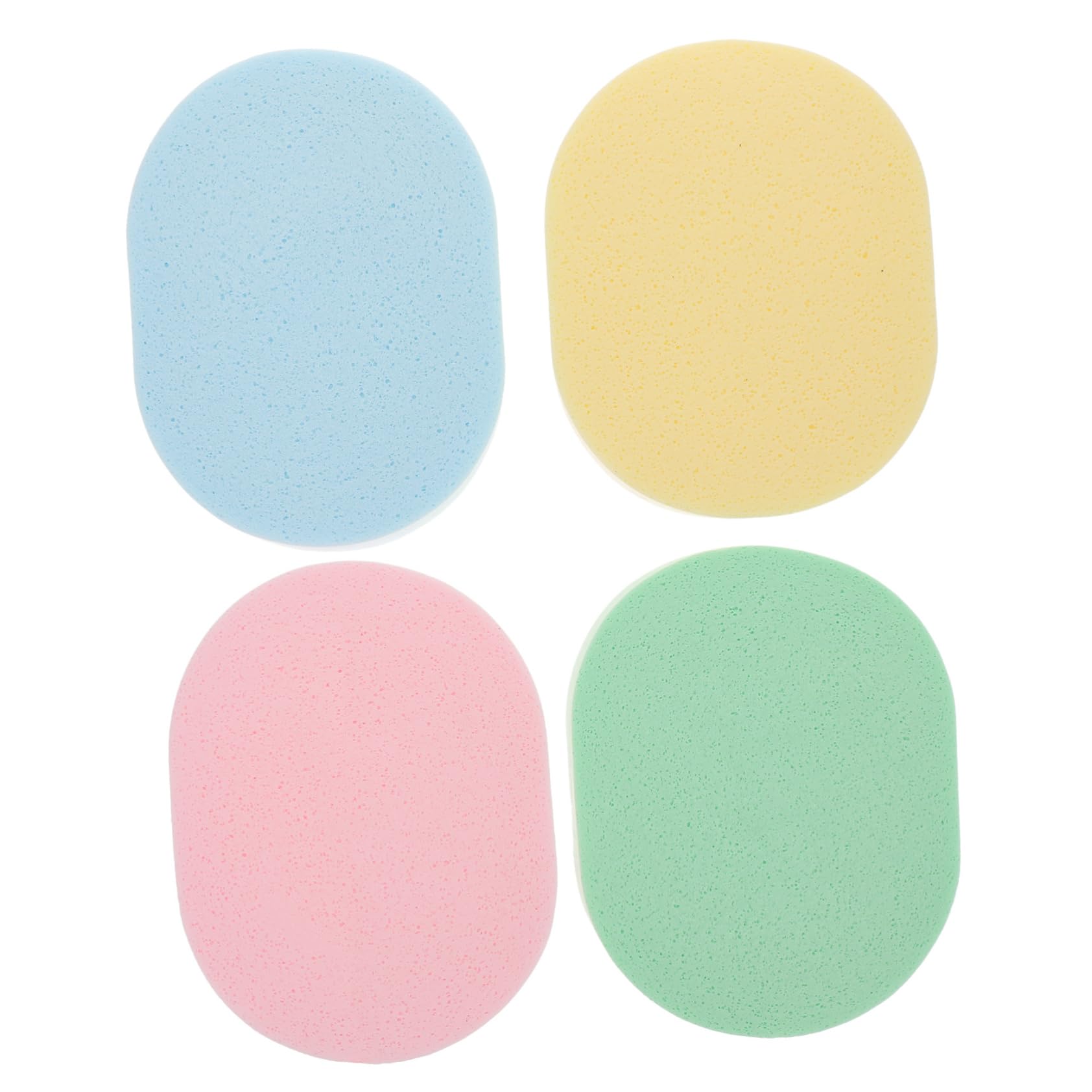 BCOATH 4Pcs Portable Oval Facial Sponges Lightweight Face Cleaning Tool for Daily Washing Makeup Removal Absorbent Exfoliating Sponges