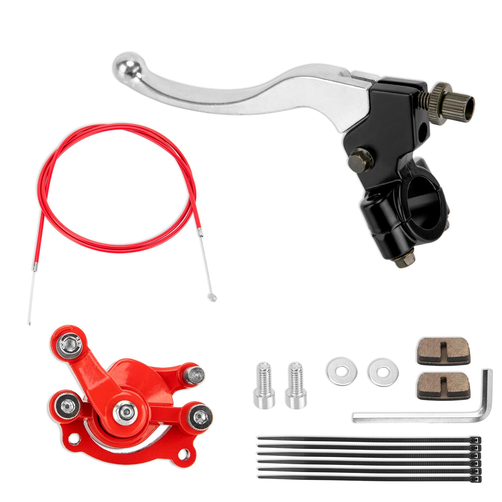 Mini Bike Brake Kit, 22mm Lever, Caliper & 155cm Cable Red