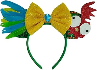 Mouse Ears Headbands With Funny HeiHei Colorful Feather Decoration & Shiny Sequins Diamond, for Moana Theme Costume Cosplay Glitter Party; HYQY-2