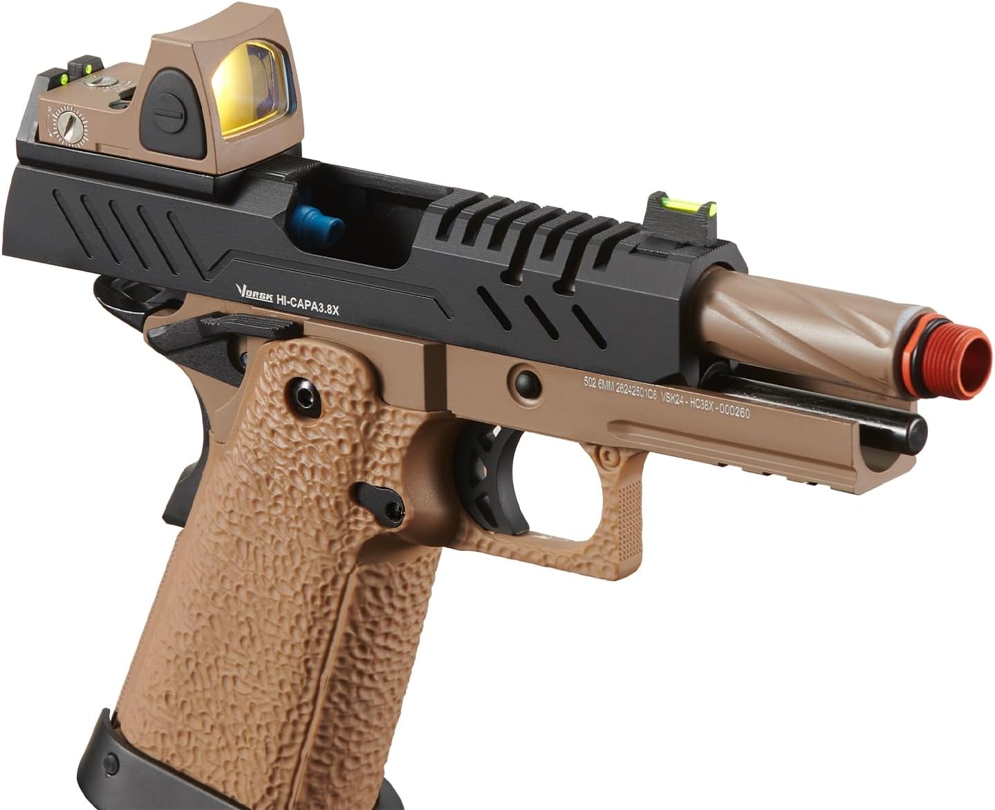 Vorsk Hi-Capa 3.8 Pro Aluminium Slide Airsoft GBB Pistol w/Red Dot Sight - (290 FPS)