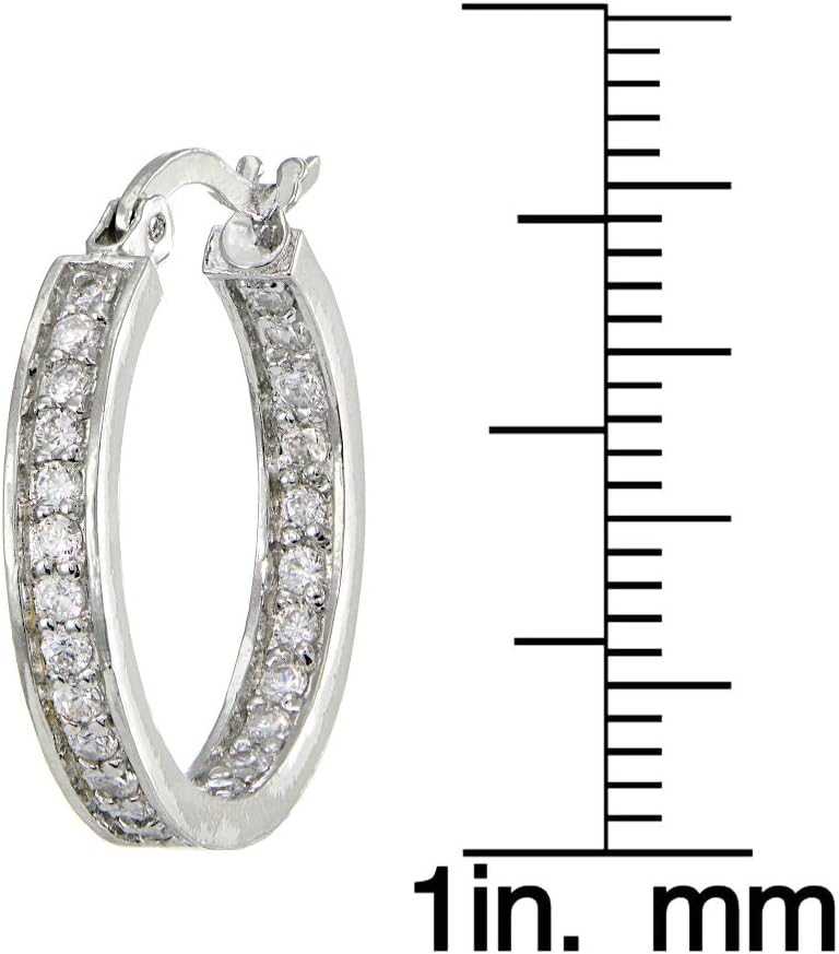 Cubic Zirconia Inside Out 3/4 Inch Hoop Earrings, Available in Many Color Options - Image 3