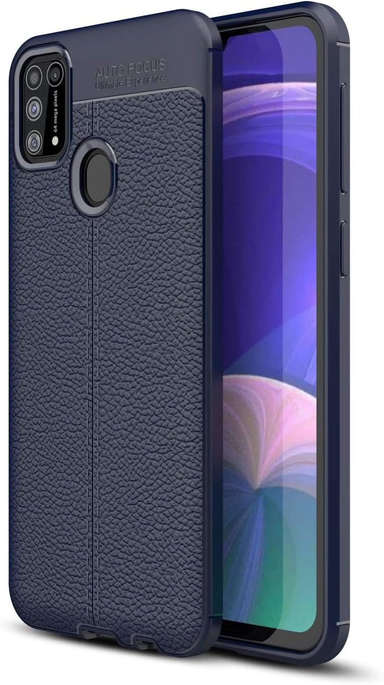 POPUPE for Samsung Galaxy M31 Case,Lychee Leather Texture Soft TPU Comfortable Feel Anti-Collision Anti-Scratch Case for Samsung Galaxy M31 (with Screen Protector) (B)