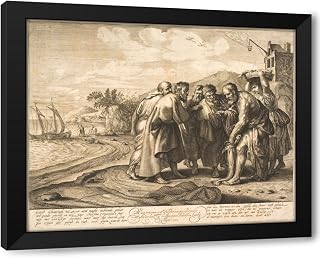 ArtDirect St Peter finder mønten i fiskens mund Custom Framed Art Print Giclee Print or Canvas Options with Various Sizes and Customization by Salomon Savery