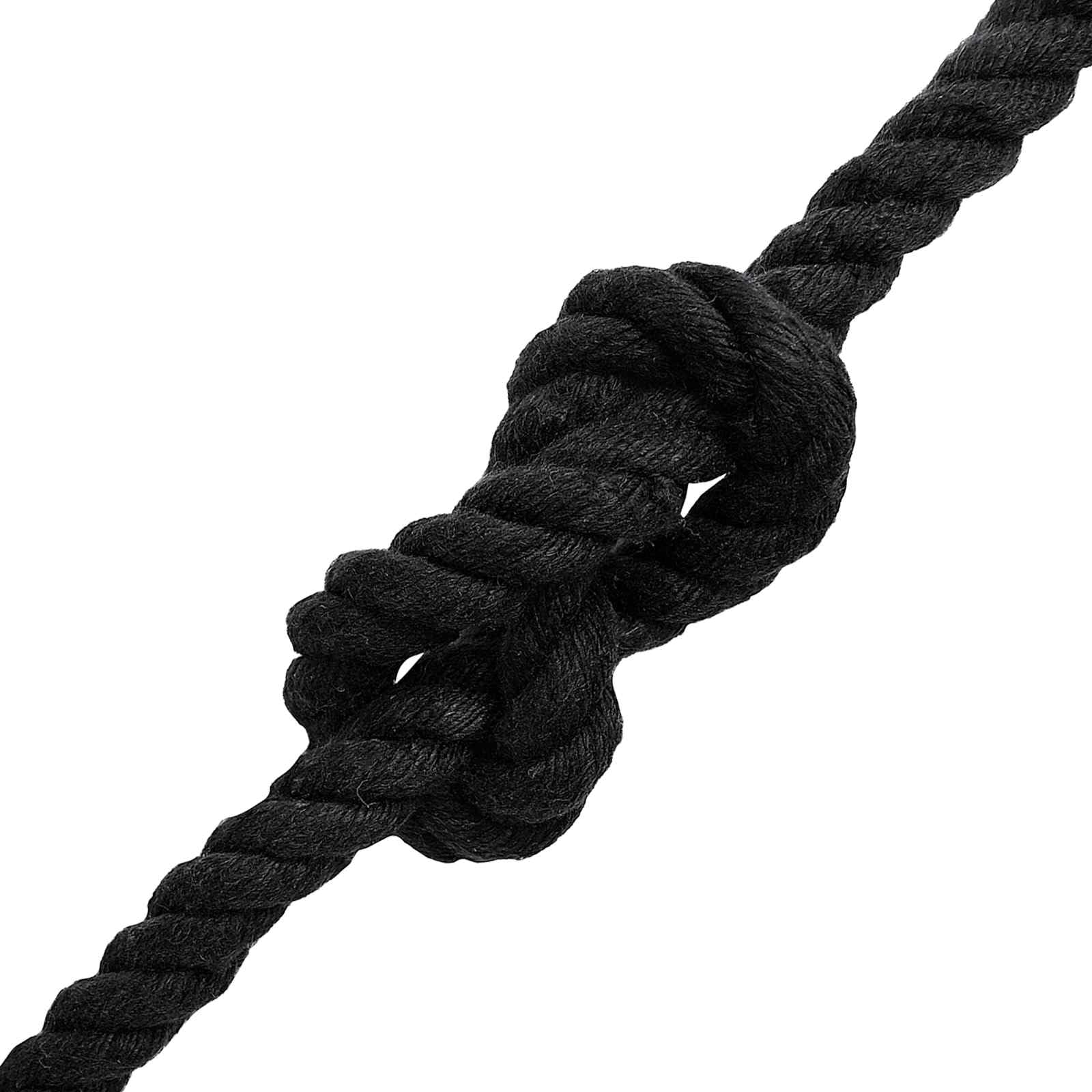 Corda di cotone nera, 1,2 cm x 5000 cm, a 3 strati, resistente, per giardino, campeggio, officina, artigianato, con buona presa, versatile per fissaggio e progetti creativi fai da te