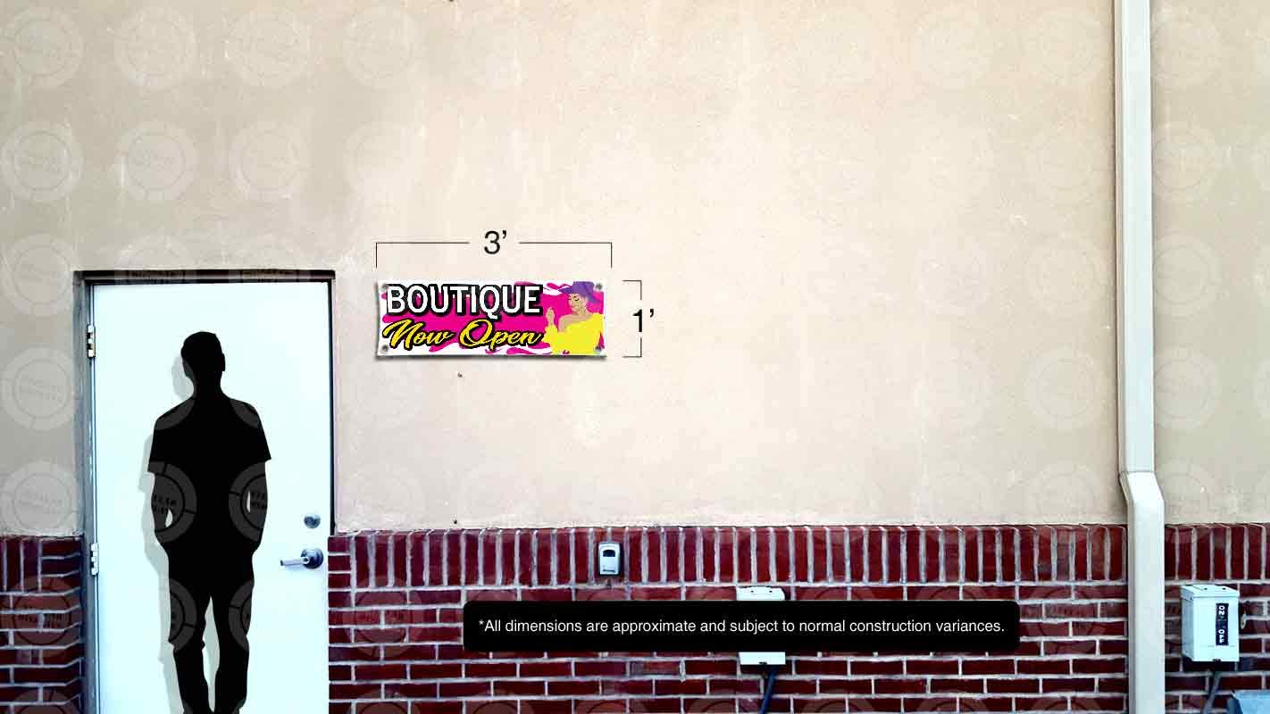 Boutique Now Open Banner (1ft X 3ft) Open Sign Fashion Display Designer Clothes & Accessories Poster Grand Opening