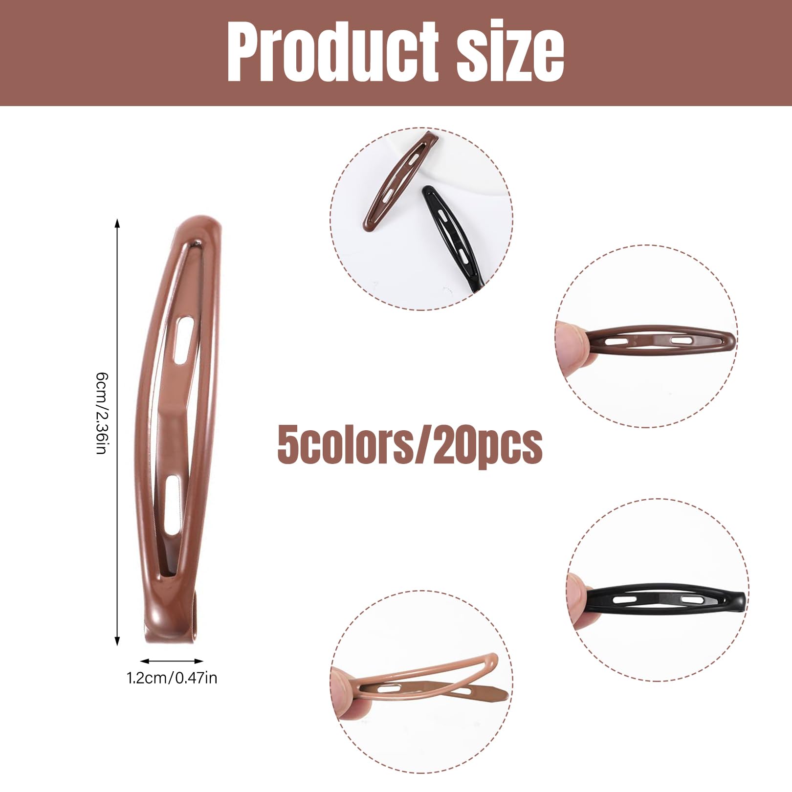 20 Pcs Hair Clip Snap Barrettes for Women Snap Hair Clips, Metal Clips Non Slip Barrettes - Image 2