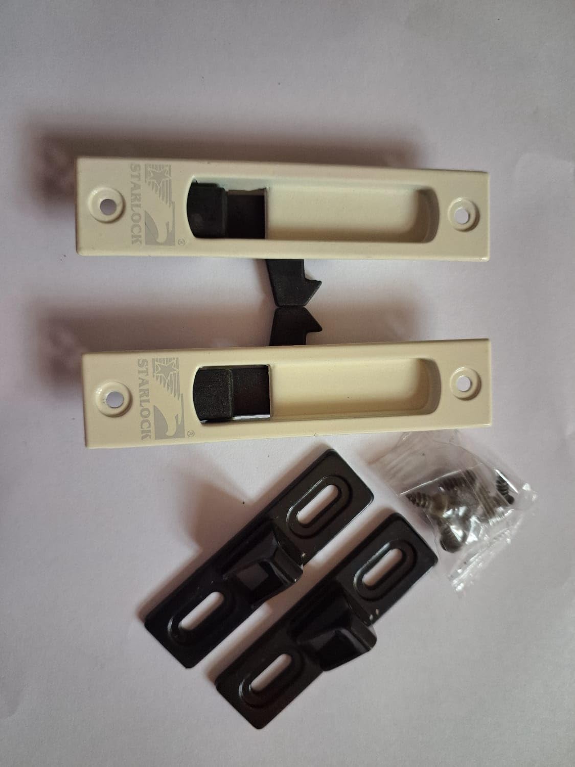 Aluminium Sliding Window Concealed Lock | Metal Body | Pack of 1 Pair (Ivory)