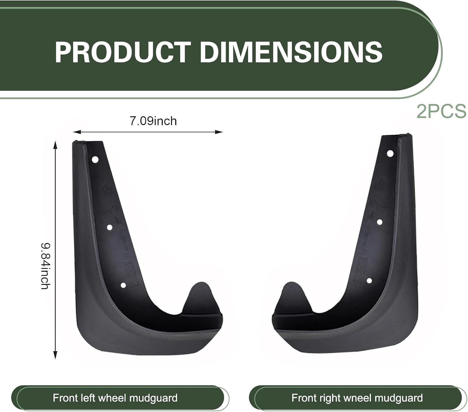2 PCS Car Mud Flaps, Splash-protection Side Fender Mud Guard, All Weather Protector Fender Flaps, Suitable for Sedans and SUVs (Black, 7x9.8In)
