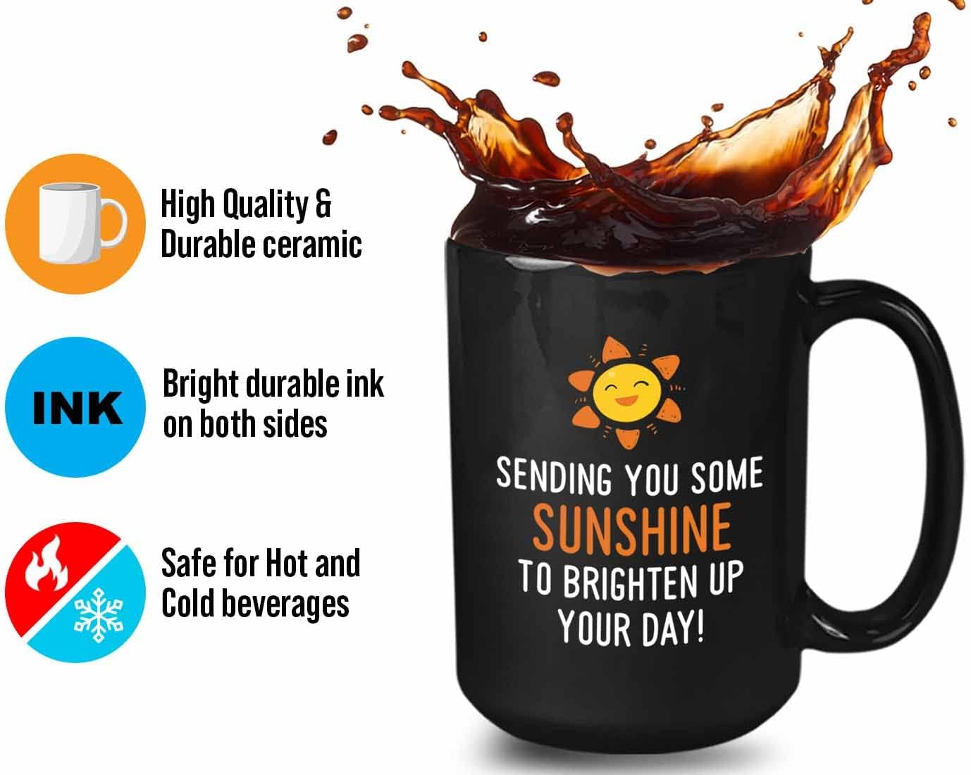 Bubble Hugs Plant Lover Coffee Mug 15oz Black - Sending You Some Sunshine - Plantaholic Gardener Flourish Horticulturist Encouragement Motivational