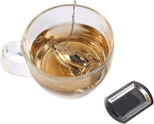 Miniatura 5 de Colador de té de acero inoxidable en forma de cohete Infusor de té suelto Difusor de intervalo de té con gancho de cadena extendido y bandeja de