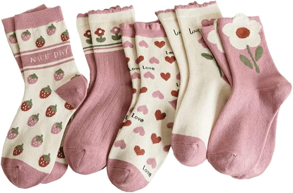 Keep Warm Socks Women Fruit Print Love Heart Thick Long Winter Leg Warmers Kawaii