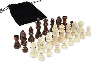 DA VINCI Staunton Wood Chess Pieces 32 Chessmen and Storage Bag (3 Inch King)