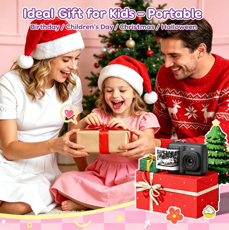 ETIKEZ Kids Camera Instant Print, 1080P with 32GB Card, Black - image 8