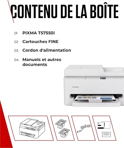 Canon PIXMA TS7550I - WLAN Multifunction Printer with ADF, Paper Cassette and Front Operation | Wireless Printing from Smartphone Made Easy PIXMA Print Plan Compatible - 7