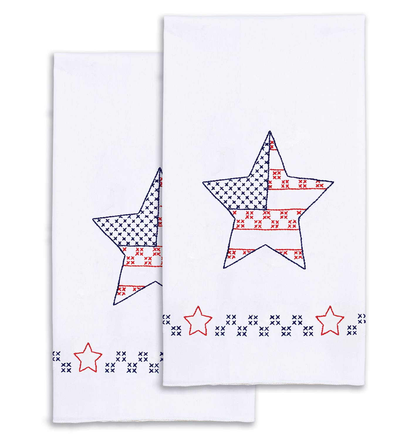 Jack Dempsey Needle Art Independence Day Embroidery Towels, white