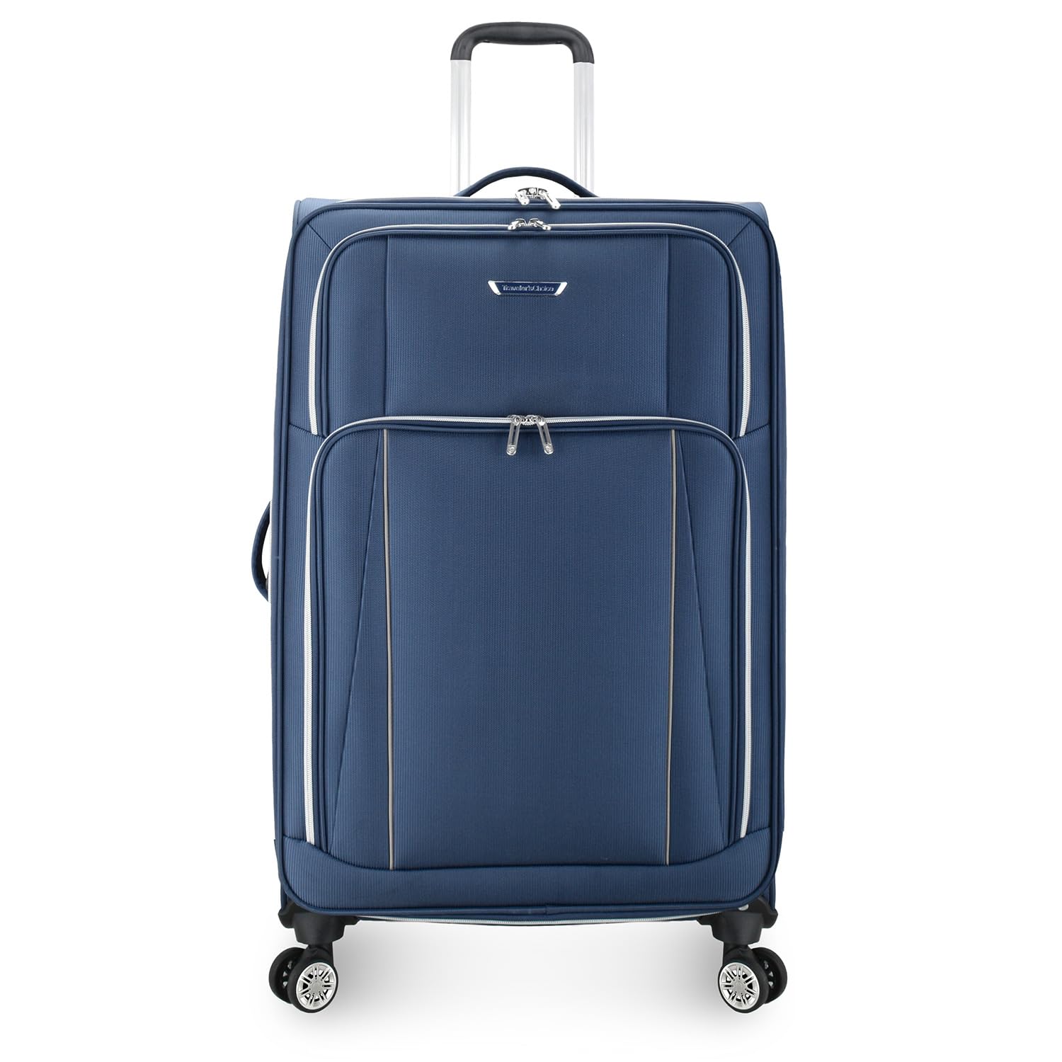 Lares Softside Expandable Luggage with Spinner Wheels, Navy, Checked 30-Inch