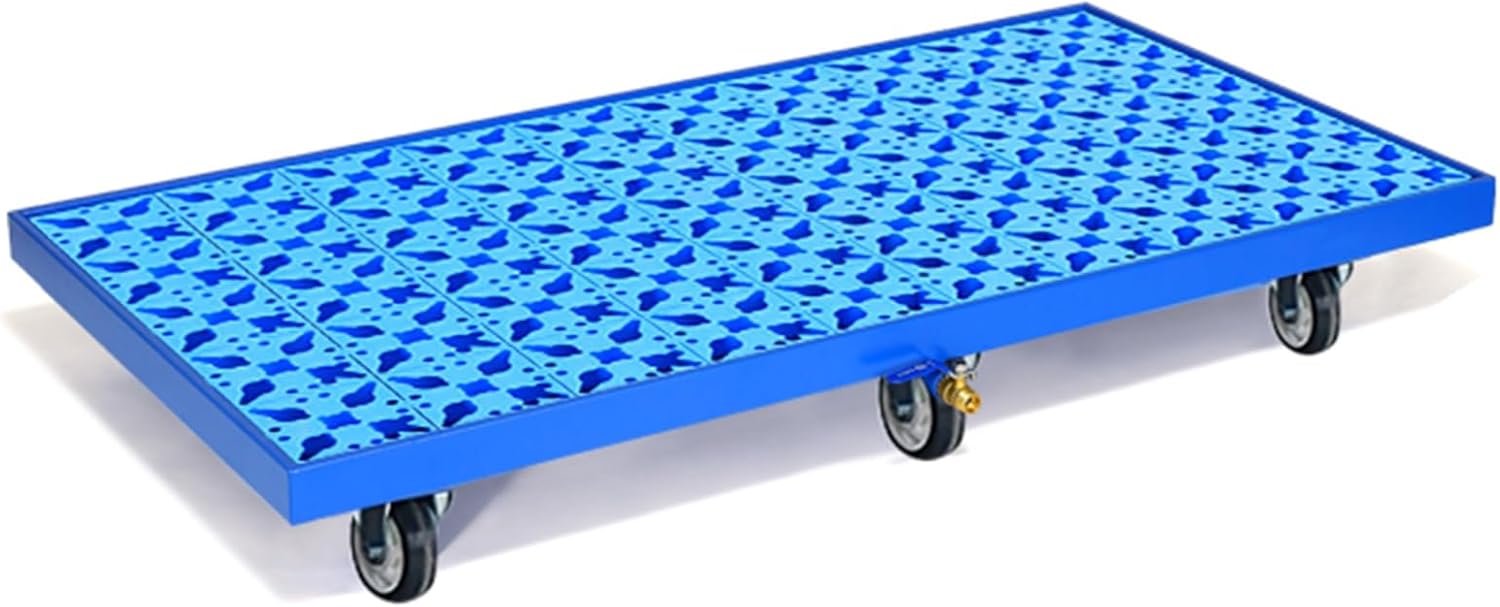 Metal Heavy-Duty Antispill Platform, Industrial Oil Drum Platform, Leak-Proof Metal Pallet with Drainage and Grid for Warehouse Garage(Blue,65x65x15cm-A)