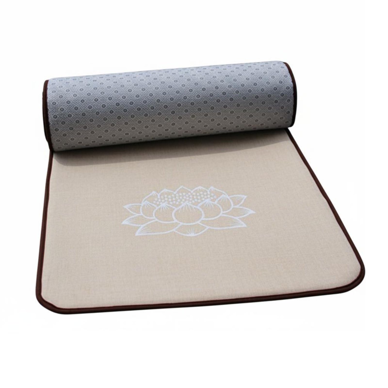 Cuscino da Preghiera in Lino Tappetino Meditazione Tappeto Devozione Cuscino Prostrazione con Nucleo Spugnoso Ammortizzante E Base Antiscivolo Adatto, Lino, 60 250cm