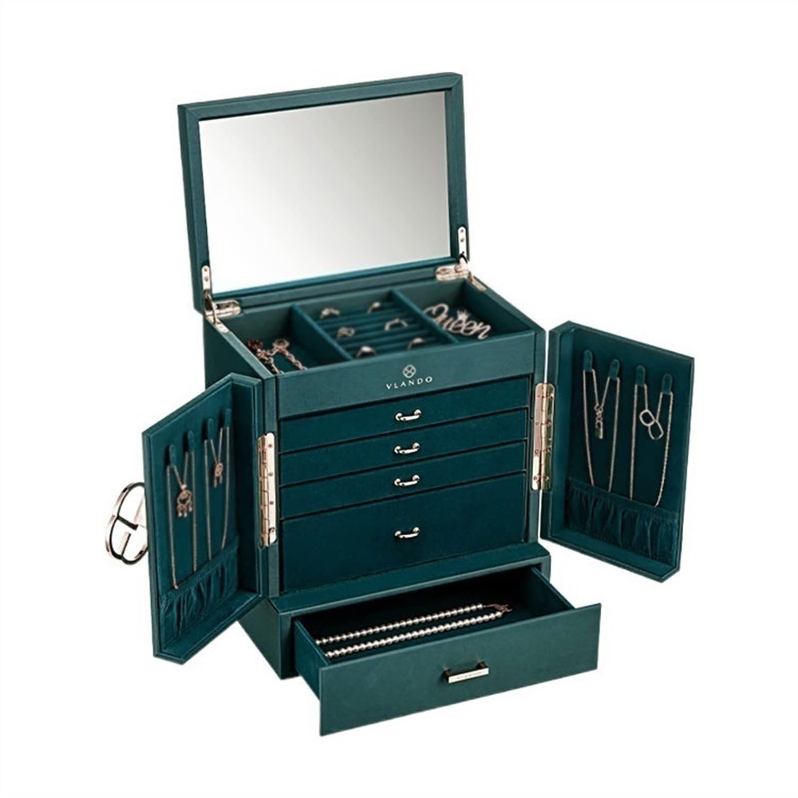 HDBCYUAZ Exquisite Multi-functional Jewelry Box Large Capacity Design Desktop Storage Cabinet Multi Drawer(A)