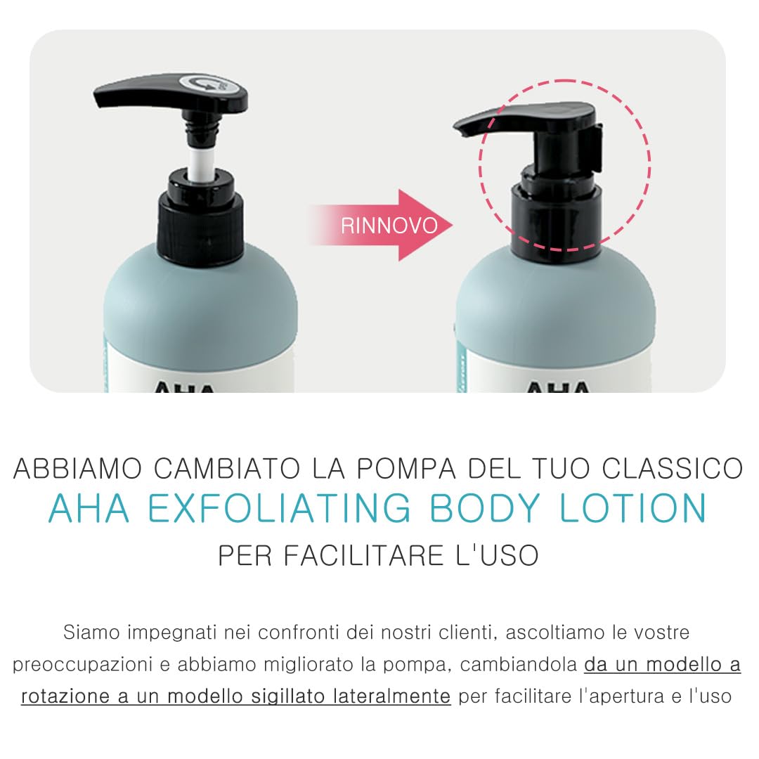 VILLAGE 11 FACTORY lozione per il corpo con acido glicolico AHA 12% (300 g), peeling e ringiovanimento, rimozione delicata delle cellule morte, senza profumo, senza parabeni (AHA Body Lotion)