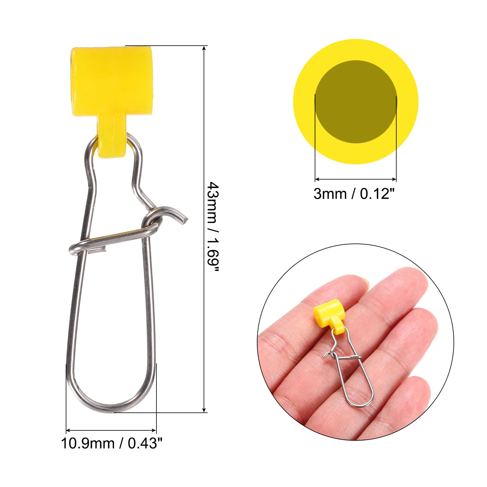PATIKIL Fishing Line Sinker Slide, 60Pcs Duo Lock Snap Sinker Slider Weight Connector 6# for Saltwater Fishing Rigs Tackle Yellow - Image 2