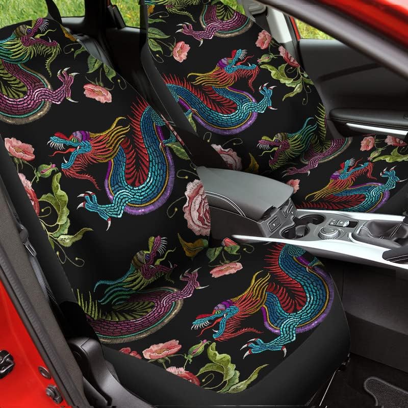 Bulopur Black Boho Floral Car Seat Covers Front Seats Only For Women