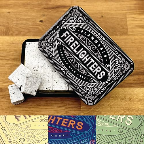 TINIT Firelighter Tin - Storage Accessory Metal Tin Natural Woodburner Fire Stove Fireplace Fireside Mens Gift Present BBQ (Black)