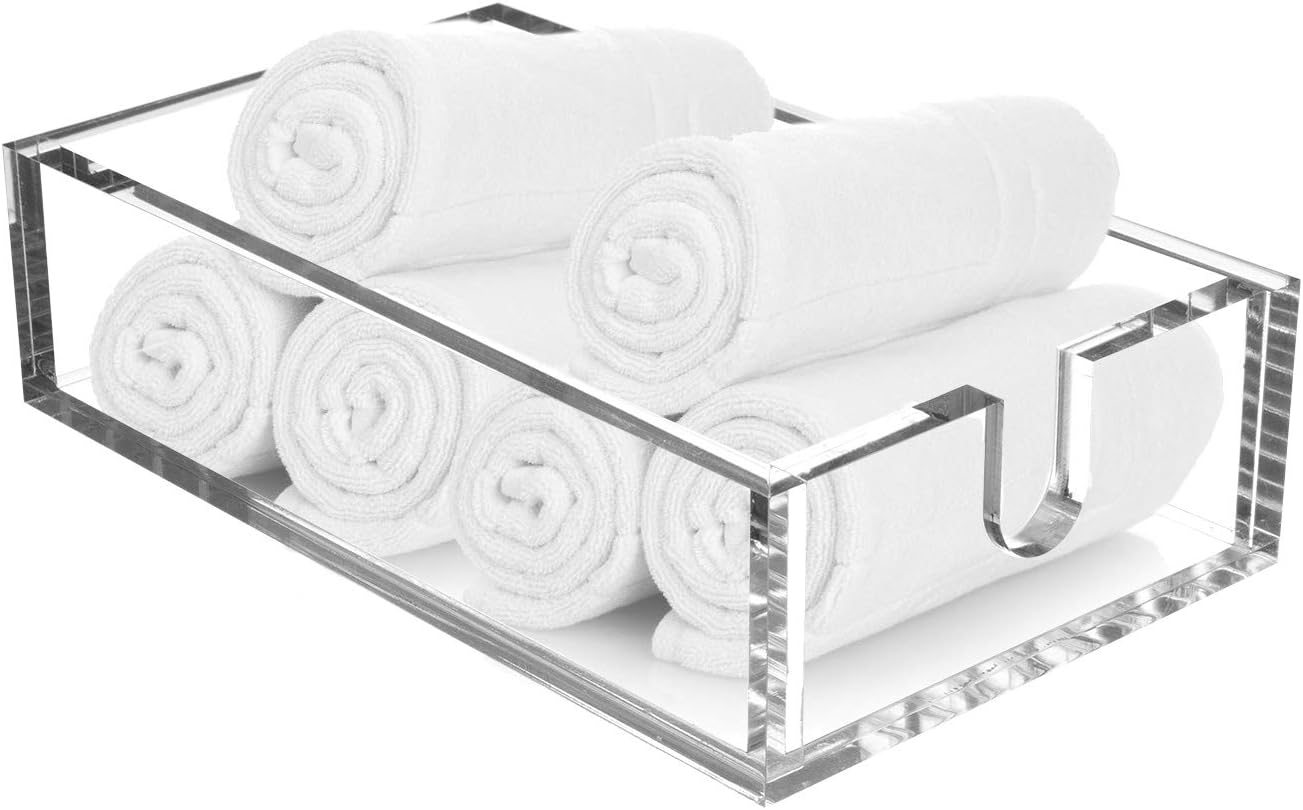 Royal Imports Acrylic Guest Towel Napkin Holder, Clear Fancy Paper Hand Napkin Tray Caddy Storage for Buffet, Kitchen, Dining, Bathroom, Party, 6"x10"x2.5"