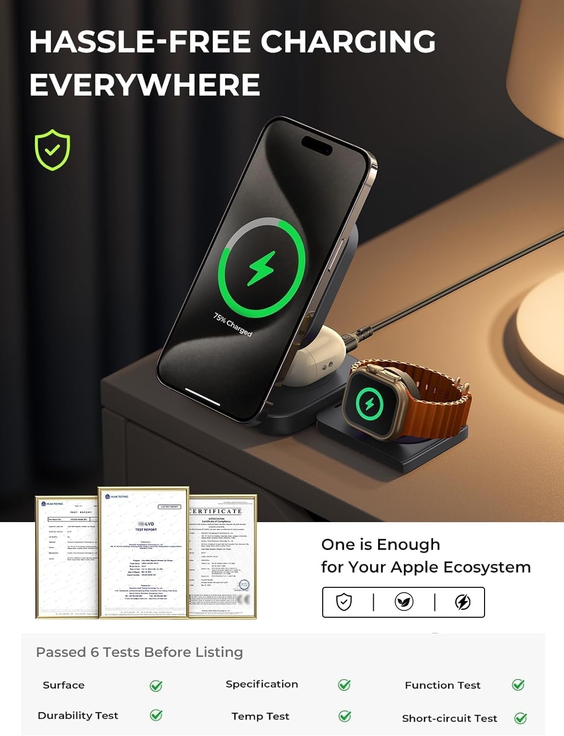 Chargeur induction LINQ Station de charge 3 en 1 iPhone MagSafe