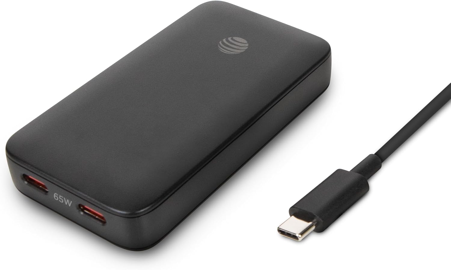 AT&T 65W GaN Dual Port USB C Wall Charger 6ft Braided Cable Bundle Black