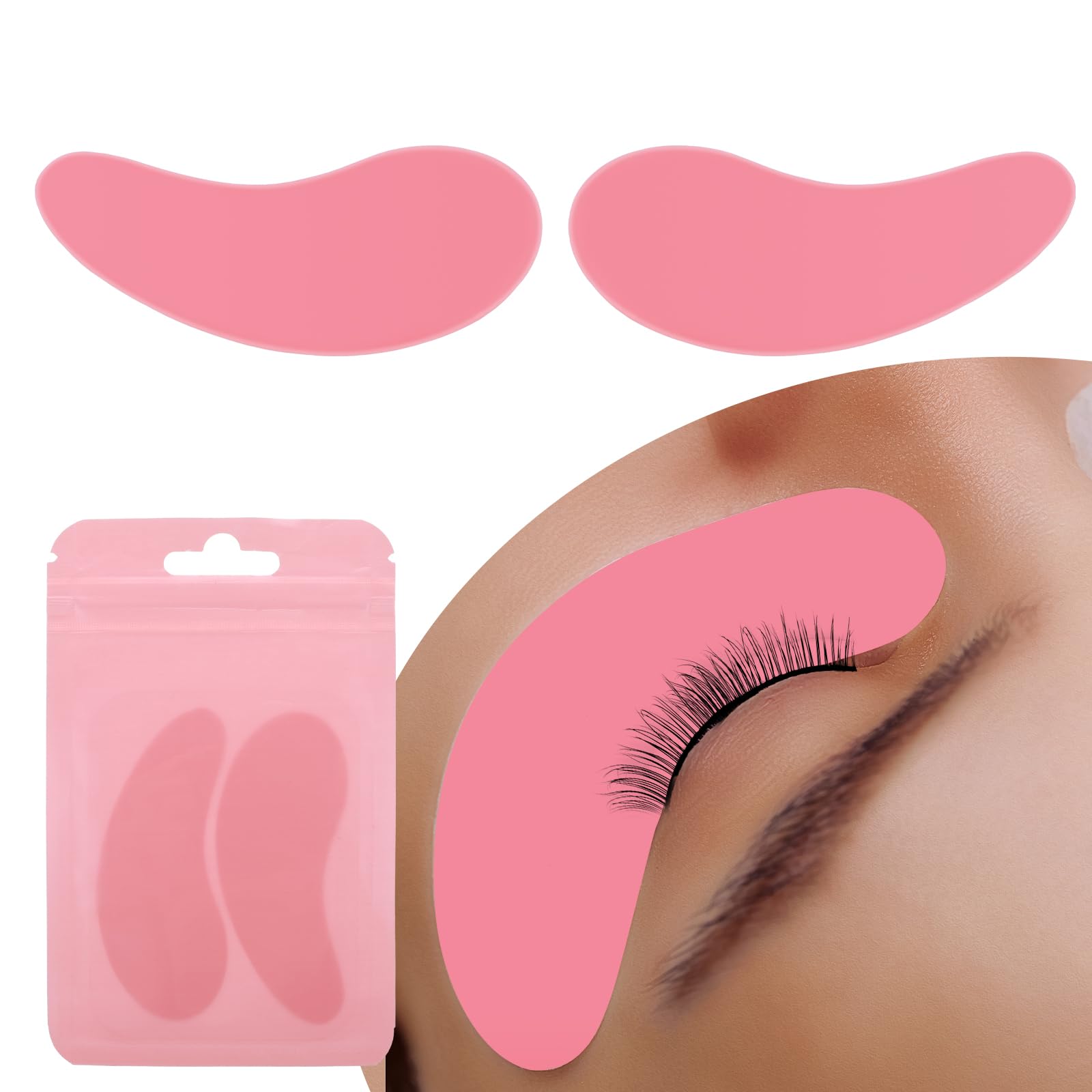 WLLHYF Reusable Eye Pads Beauty Silicone Under Eye Patches Lower Lash Isolation Pads Soft Lash Lift Cover Eyelash Extension Patch for Sensitive Skin During Eyelash Perm Lamination (Pink)