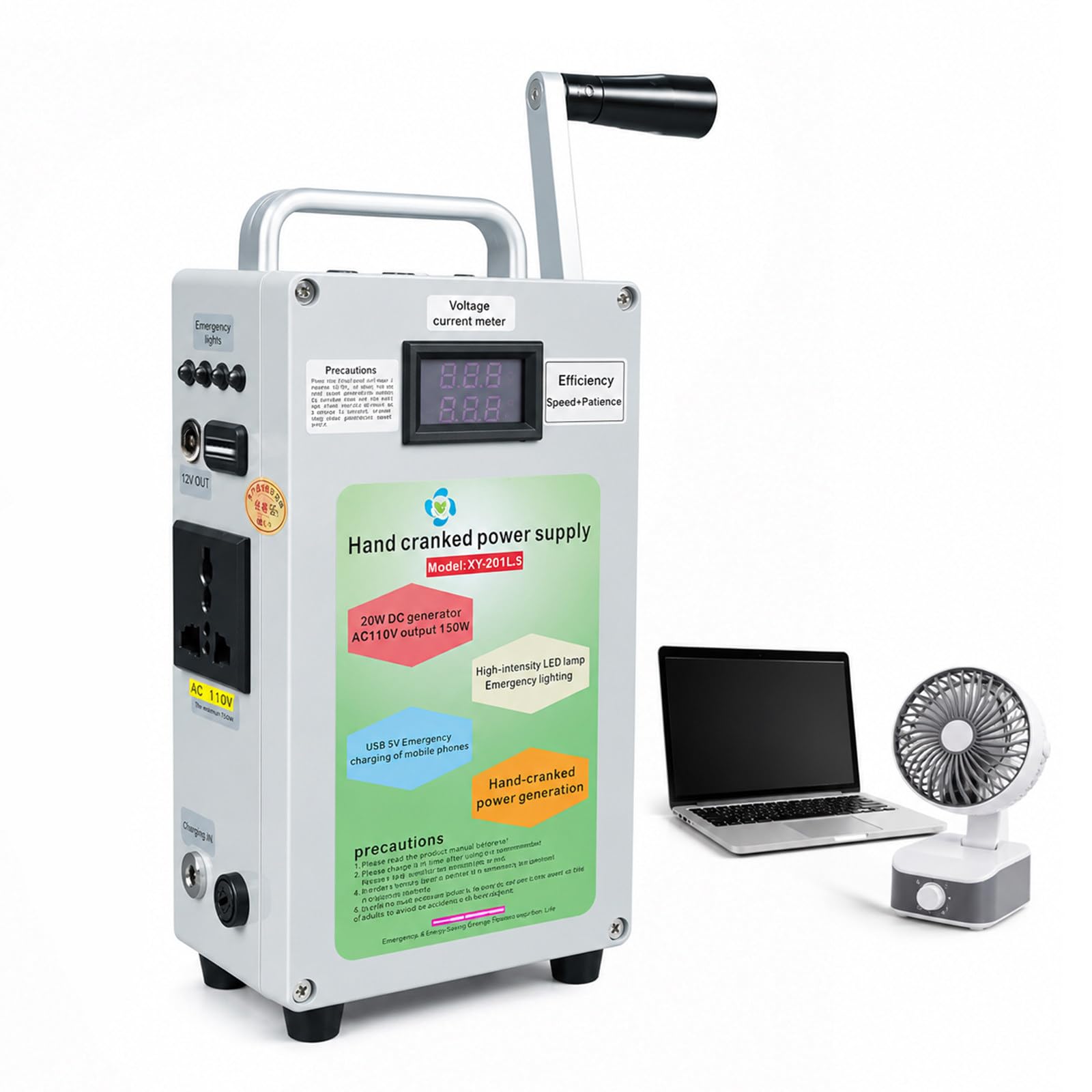 150W Hand Crank Generator, Generador Electrico Portable Backup 150W