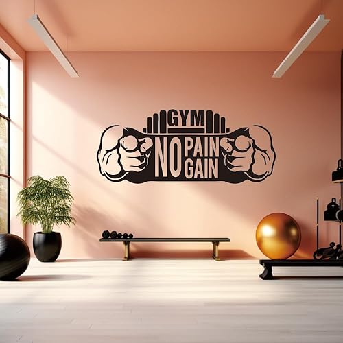 Miniatura 4 de Calcomanías de pared de gimnasio "No Pain No Gain", calcomanías inspiradoras de fitness para motivación en el hogar y el gimnasio, calcomanías de