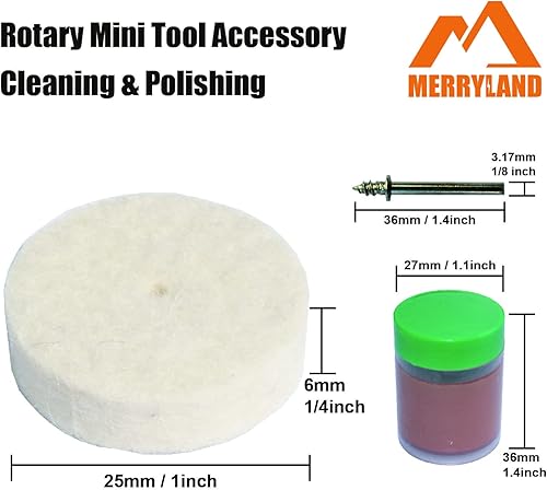 Miniatura 3 de Merryland Rueda de pulido Flet para Dremel, 125 piezas, almohadilla de pulido de 1 pulgada, 120 piezas de pasta compuesta de pulido, 1 pieza y