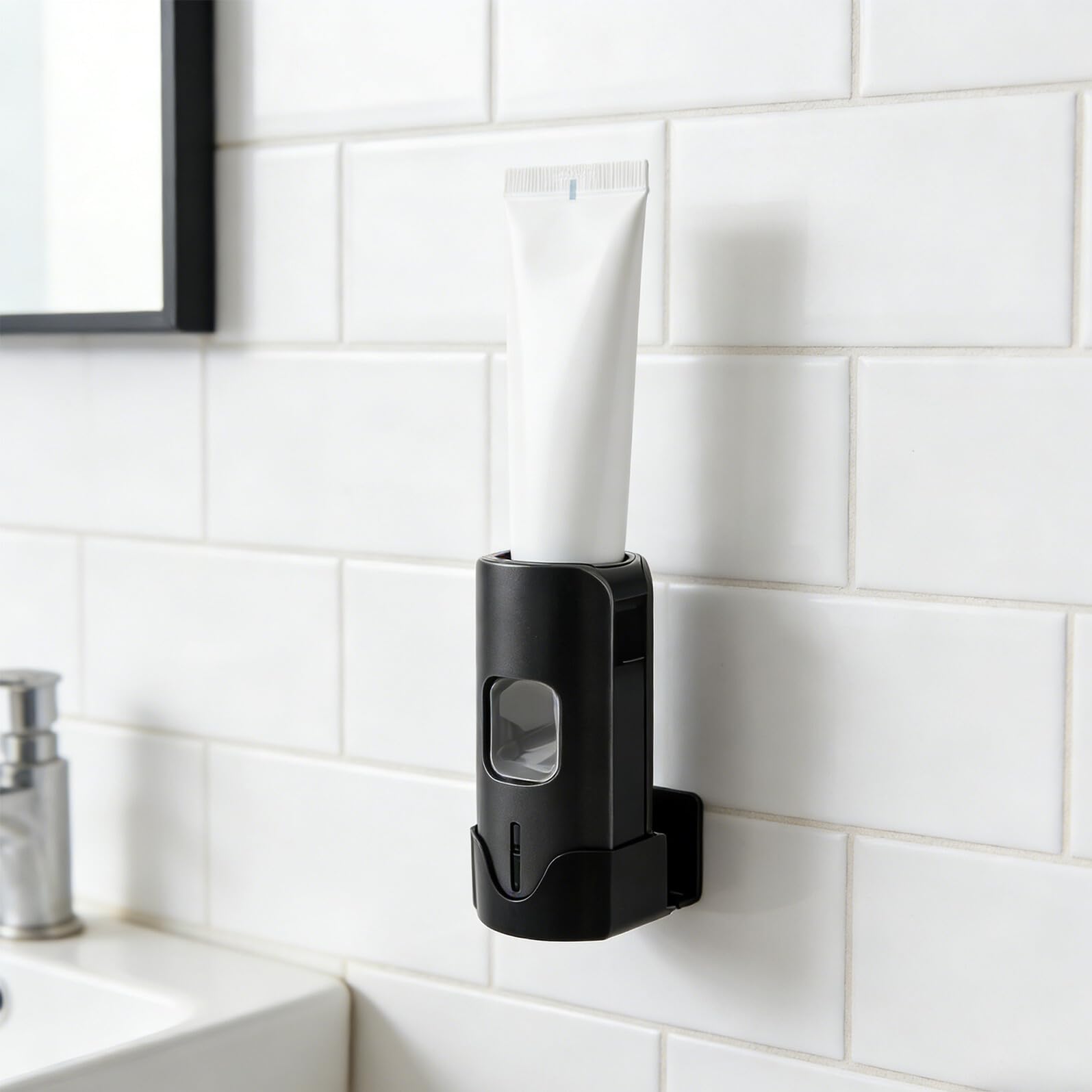Toyvian Porta Cepillos de Dientes con Dispensador Automático de Pasta y Drenaje, Plástico, Baño