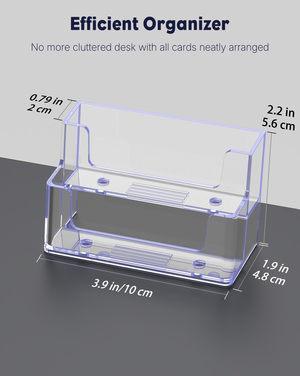 Uniclife 2 Pack Acrylic Business Card Holder for Desk 2 Slots Clear Business Card Display Stand for Men & Women Desktop Business Card Organizer Card Stand for Office Home Exhibition, 120 Card Capacity - Image 2