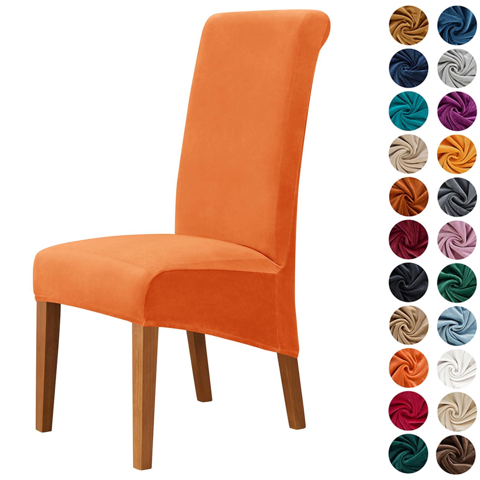 Morbuy Chair Covers Set of 2/4/6, Velvet High Stretch Dining Chair Slipcovers, Removable Washable High Back Chair Protector Covers for Hotel,Ceremony,Banquet,Kitchen,Restaurant (2pc,Orange) — image 1