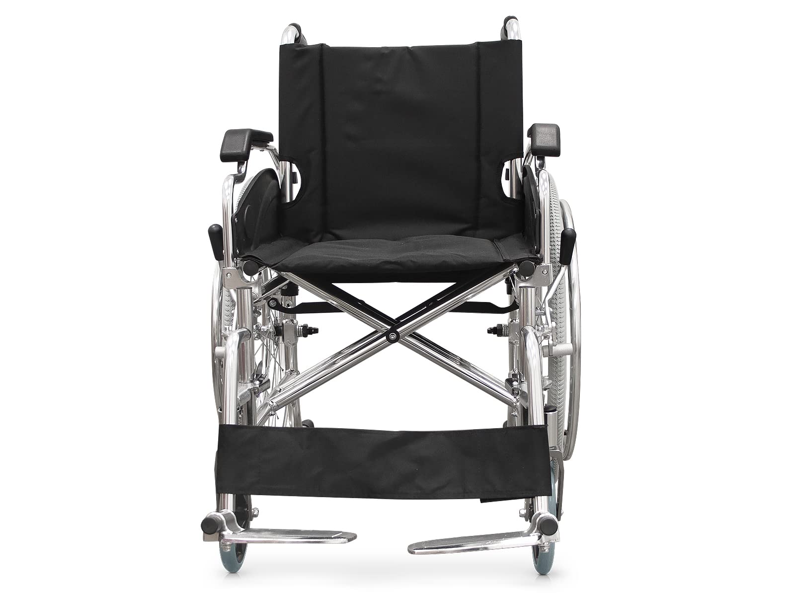 QUIRUMED Silla de ruedas de aluminio, Plegable, Autopropulsable, Frenos de mano, Reposabrazos abatibles, Reposapiés abatibles, Ancho asiento 46 cm, Para mayores, Para minusválidos
